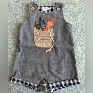 Mud Pie fishing overalls onesie size 12-18 months